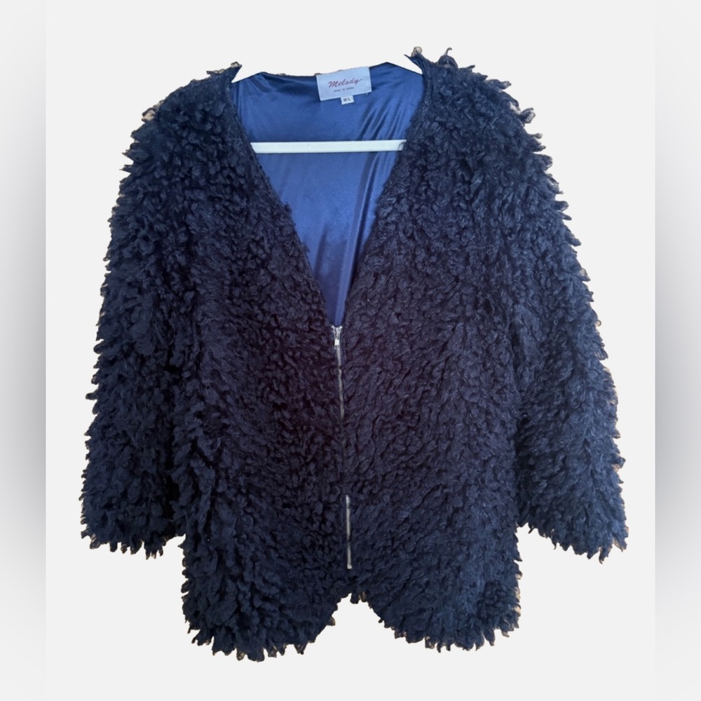 Women's Melody Faux Fur Blue Jacket - Size M-L